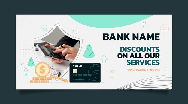 Plantilla de banner de venta horizontal de banco y finanzas