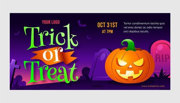 Plantilla de banner de venta horizontal para celebración de halloween