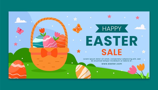 Plantilla de banner de venta horizontal para celebración de pascua