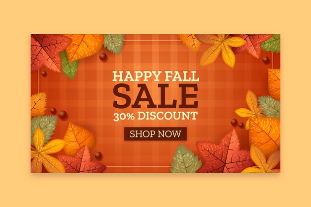 Plantilla de banner de venta horizontal degradado para celebración de temporada de otoño