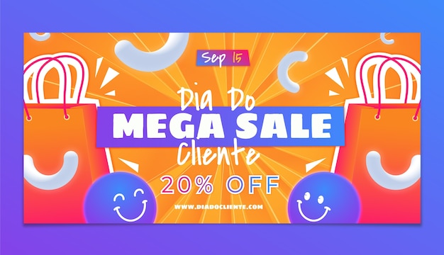 Plantilla de banner de venta horizontal degradado dia do cliente