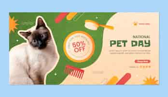 Vector gratuito plantilla de banner de venta horizontal del día nacional de las mascotas con gradiente