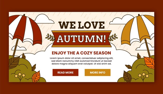 plantilla de banner de venta horizontal dibujada a mano para la celebración de la temporada de otoño