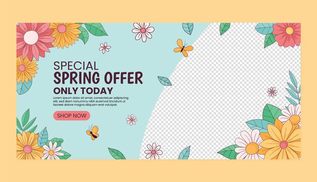 Plantilla de banner de venta horizontal de muelles dibujada a mano