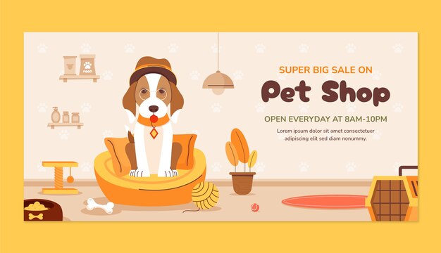 Plantilla de banner de venta horizontal plana para la celebración del día internacional del perro