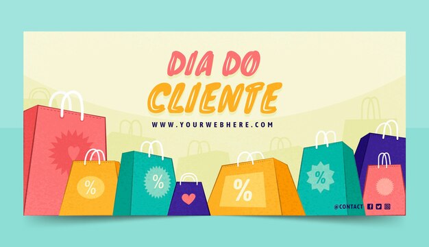 Plantilla de banner de venta horizontal plana para dia do cliente