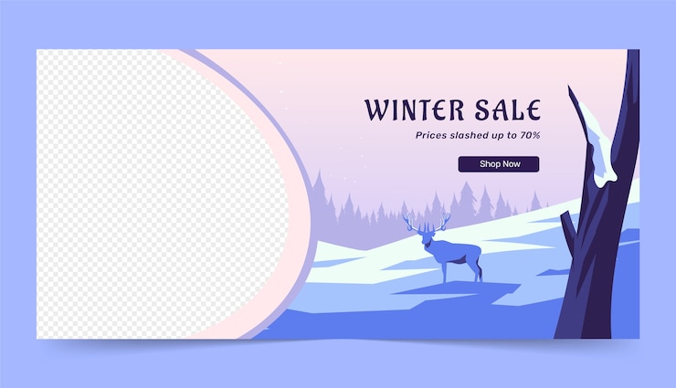 Vector gratuito plantilla de banner de venta horizontal plana para la temporada de invierno