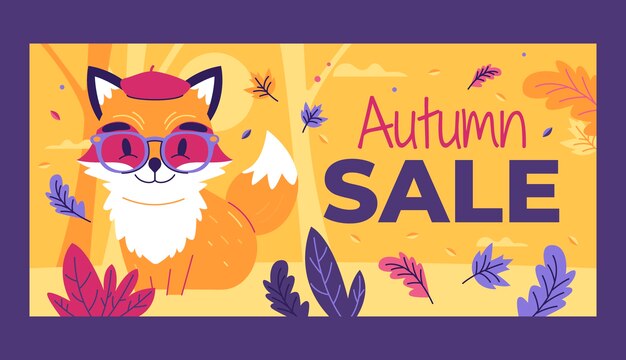 plantilla de banner de venta horizontal plana para la temporada de otoño