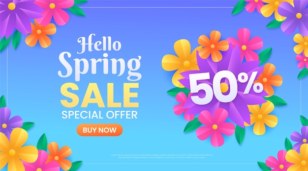 Plantilla de banner de venta horizontal realista para celebración de primavera