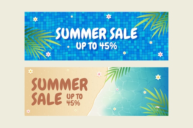 Vector gratuito plantilla de banner de venta horizontal realista para el verano