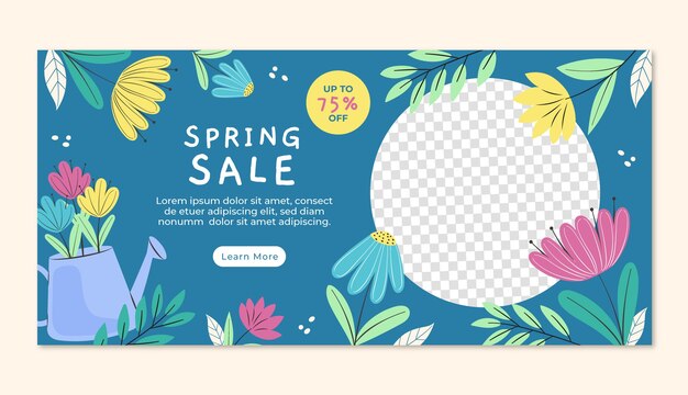 plantilla de banner de venta horizontal de resorte plano