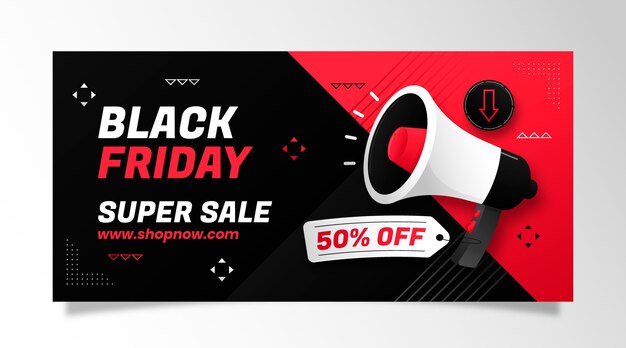 Plantilla de banner de venta horizontal de viernes negro degradado