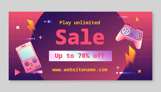 Plantilla de banner de venta de juegos degradados