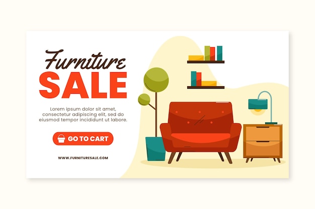 Vector gratuito plantilla de banner de venta de muebles planos orgánicos