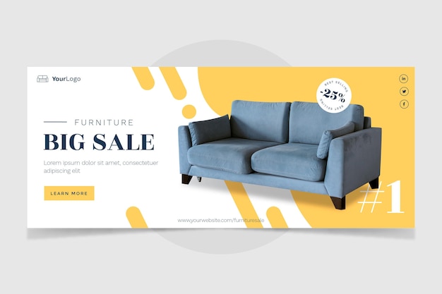 Vector gratuito plantilla de banner de venta de muebles