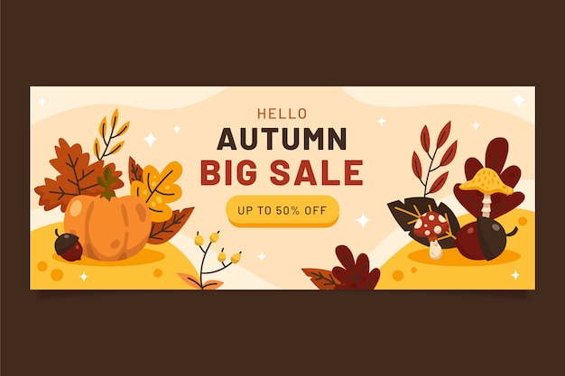 Plantilla de banner de venta plana para celebración de otoño