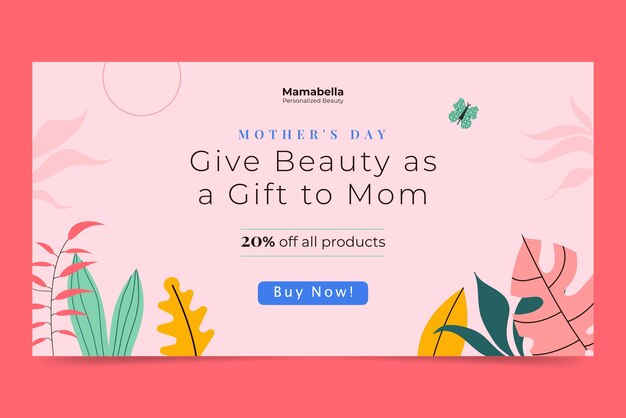 Vector gratuito plantilla de banner de venta plana horizontal para la celebración del día de la madre