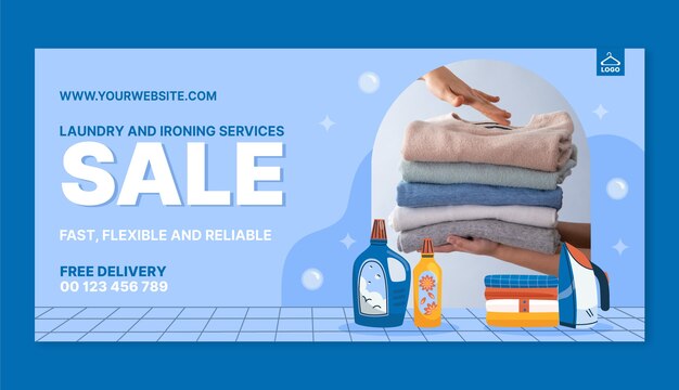 Plantilla de banner de venta de servicio de lavandería