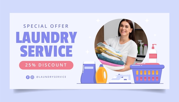 Plantilla de banner de venta de servicio de lavandería