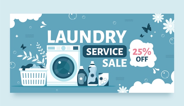 Vector gratuito plantilla de banner de venta de servicio de lavandería
