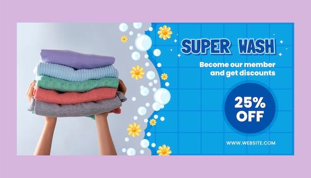 Plantilla de banner de venta de servicios de lavandería