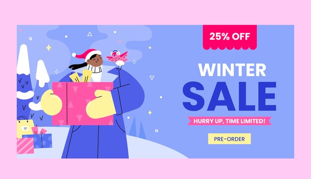 Plantilla de banner de venta de temporada de invierno