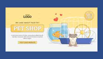 Vector gratuito plantilla de banner de venta de tienda de mascotas dibujada a mano