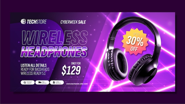 Plantilla de banner de venta de tiendas de electrónica