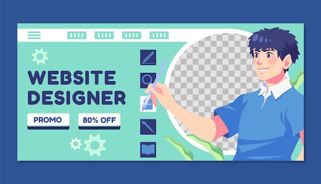 Vector gratuito plantilla de banner de venta de trabajo de diseño web