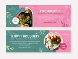 Vector gratuito plantilla de banner de venta de trabajo de floristería de plantas de diseño plano