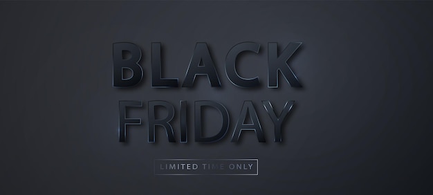 Plantilla de banner de venta de viernes negro. Banner horizontal de promoción de venta para ventas en Black Friday. Fondo de vector.