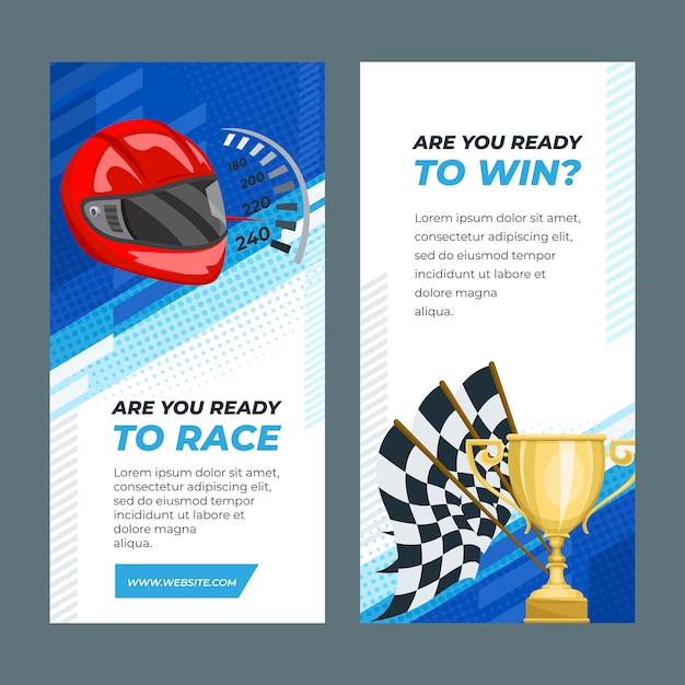 Plantilla de banner vertical para campeonato de carreras de autos