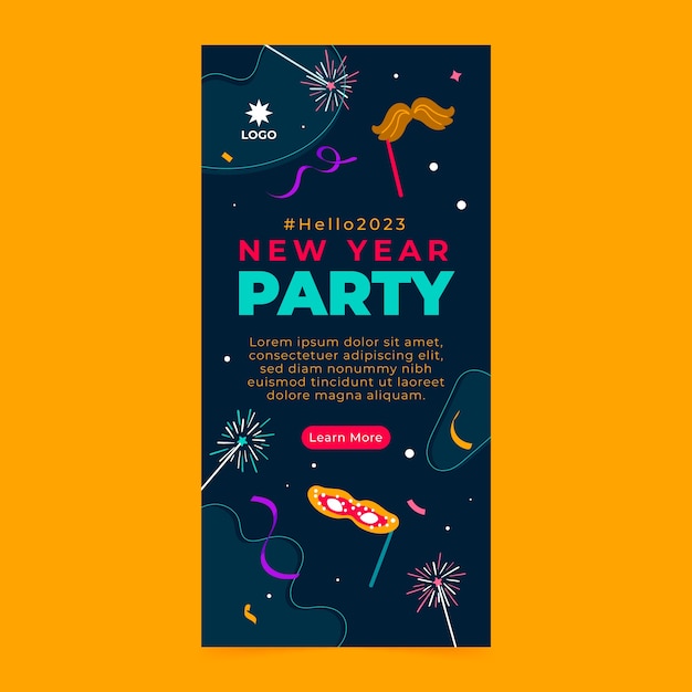 Plantilla de banner vertical de celebración de año nuevo 2023