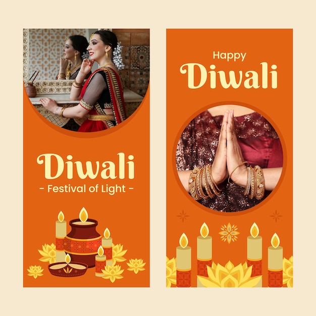 Vector gratuito plantilla de banner vertical para la celebración del festival hindú de diwali