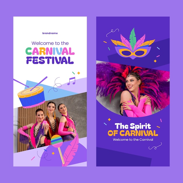 Vector gratuito plantilla de banner vertical para la celebración de la fiesta de carnaval
