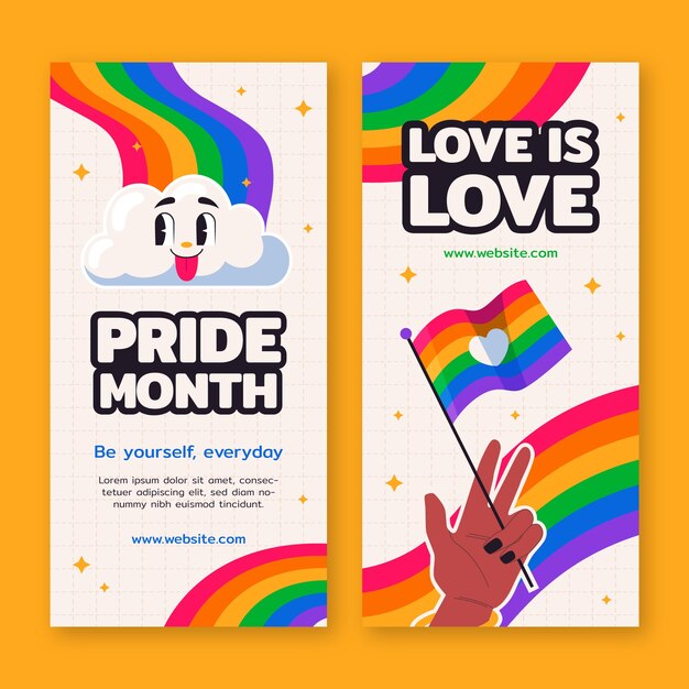 Plantilla de banner vertical para la celebración del mes del orgullo