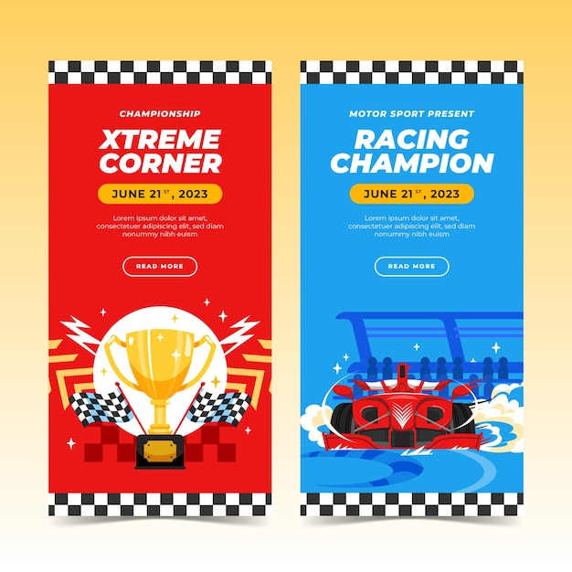 Vector gratuito plantilla de banner vertical de competición de carreras