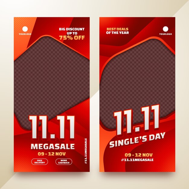 Plantilla de banner vertical para evento de venta 11.11