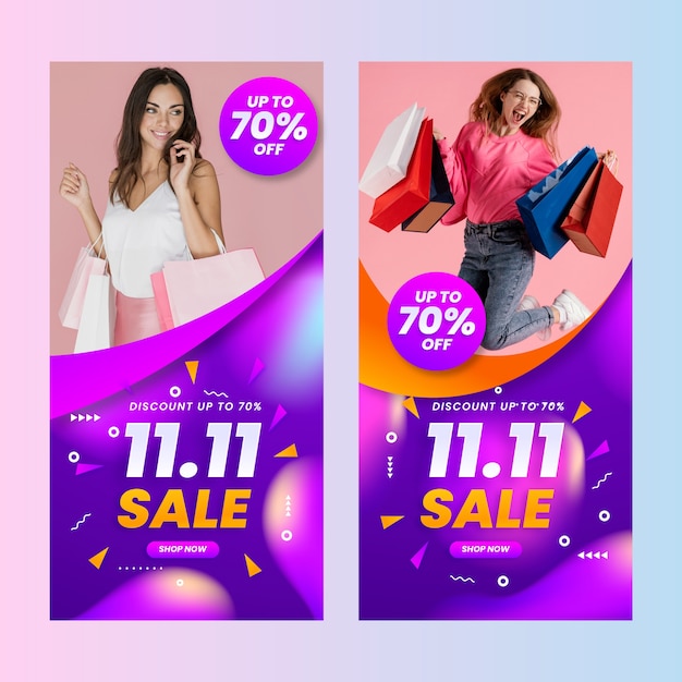 Plantilla de banner vertical para el evento de ventas del día único 11.11