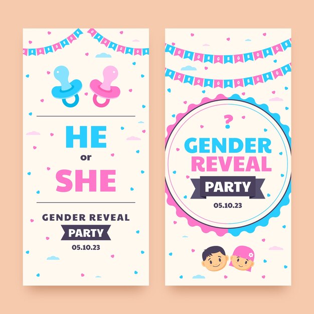 Plantilla de banner vertical para fiesta de revelación de género