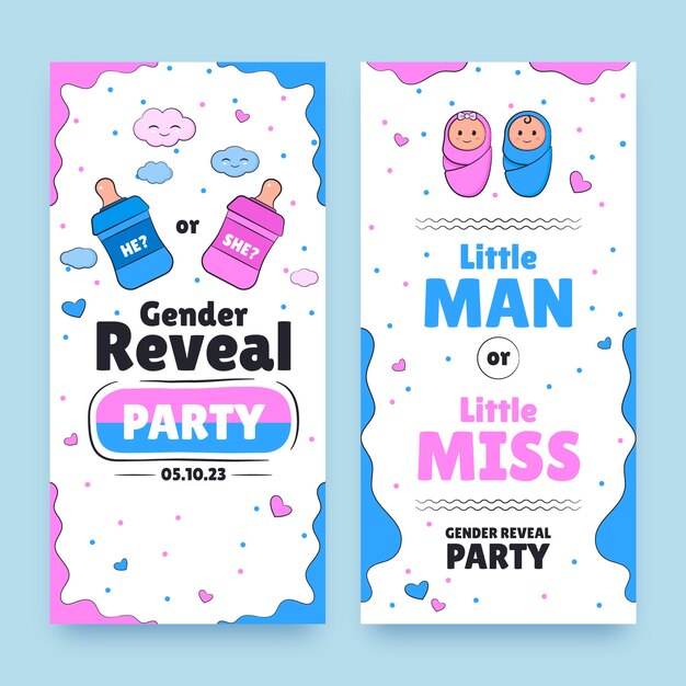 Plantilla de banner vertical para fiesta de revelación de género