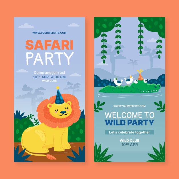 Plantilla de banner vertical de fiesta safari