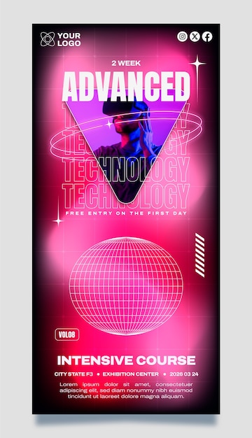 plantilla de banner vertical con gradiente