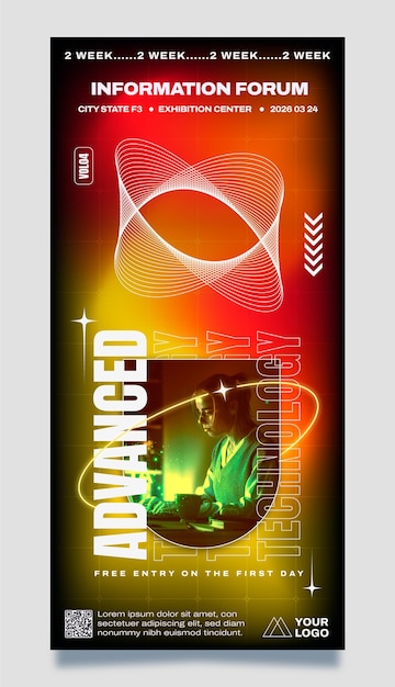 plantilla de banner vertical con gradiente