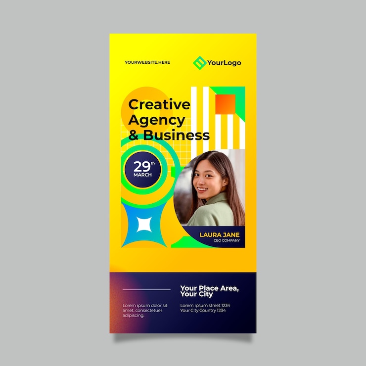Vector gratuito plantilla de banner vertical con gradiente