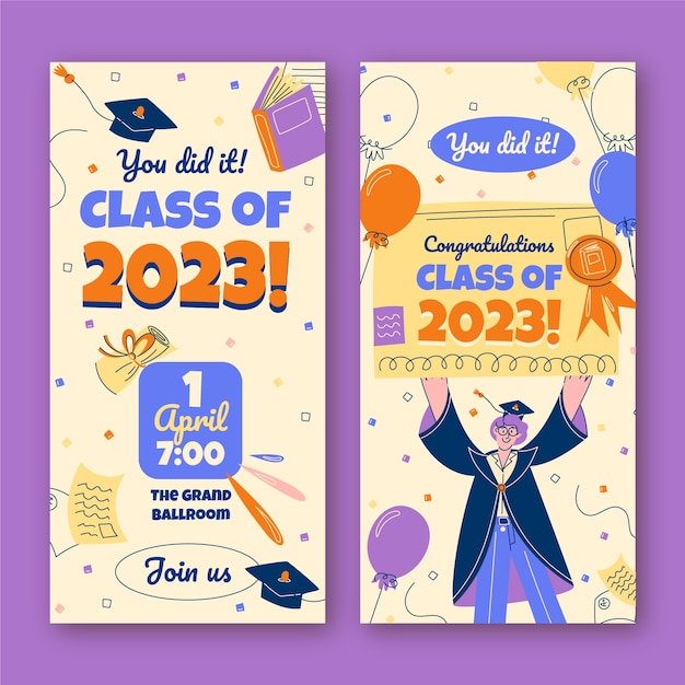 Plantilla de banner vertical para la graduación de la clase de 2023