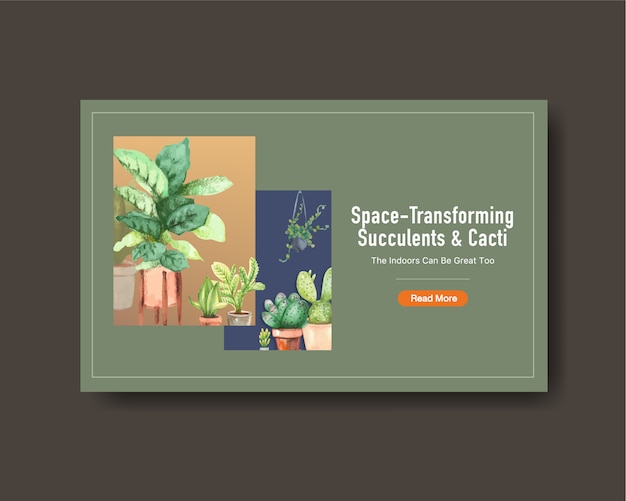 Vector gratuito plantilla de banner web con diseño de plantas de verano