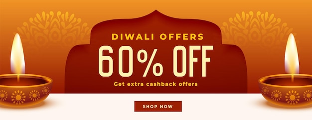 Plantilla de banner web de ofertas y rebajas de diwali