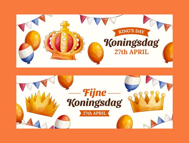 Plantilla de banners de acuarela koningsdag
