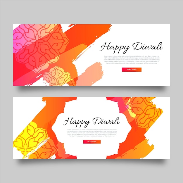 Vector gratuito plantilla de banners degradados de diwali